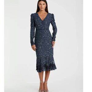 Mac Duggal Midnight Navy Midi Dress Size 12 New with Tags NWT
